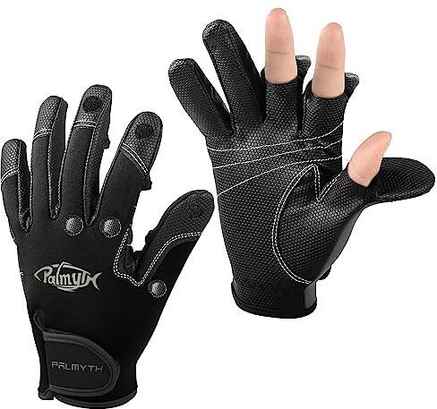 Palmyth Neopren-Angelhandschuhe für Männer und Frauen, 2 geschnittene Finger, flexibel, ideal für Fotografie, Fliegenfischen, Eisfischen, Laufen