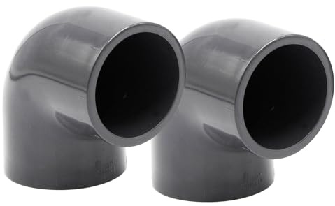 Baumaxxe 2x PVC Winkel 75mm Fitting Winkelmuffe Klebemuffe - 16 Bar - bm274 | 2 1/2 Zoll PVC Fitting, 2x Klebemuffe und Anschlagfuge, zum Verkleben mit PVC Rohr 75mm, Pool Zubehör für Poolverohrung 75mm