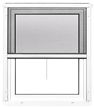 jarolift 2 in 1 Insektenschutzrollo Volaris Fliegengitter Fenster-Rollo, PVC Rahmen Weiß, Höhe und Breite Kürzbar, 100 x 140 cm (B x H)