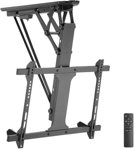 LogiLink BP0118 Elektrische TV-Deckenhalterung (32-70 Zoll) mit Fernbedienung für flache und curved Monitore auf geraden und schrägen Decken, Schwarz