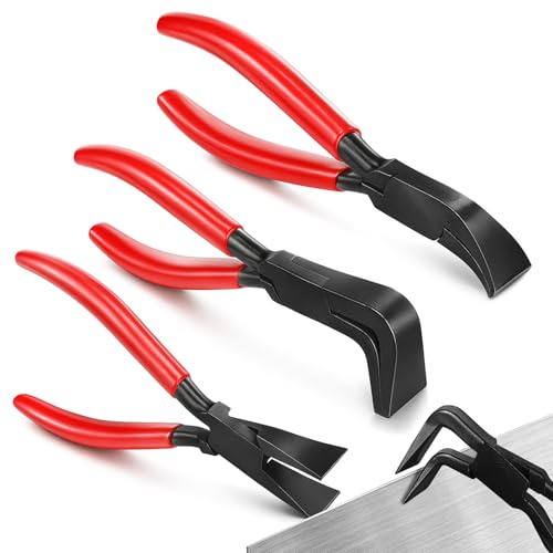 Falzzange Set of 3, Blechbiegezange (straight 180°, angled 45° and 90°), Spengler Werkzeug, Dachdecker Werkzeug, Falzzange Blech for Roofers, Decorators, Workshops and DIY Enthusiasts