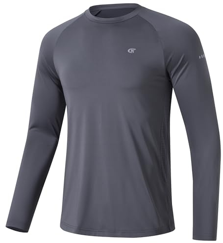 Huayuzh Herren UV-Schutz Rashguard UV Shirt UPF 50+ Langarmshirt Schwimm T-Shirt Schnelltrocknend Atmungsaktiv Surfen Dunkelgrau 3XL