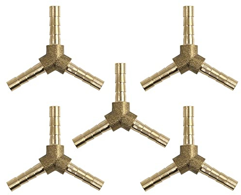 sourcing map 5 Stück Y-Verbinder 3-Wege Anschluss Für Luft Wasser Gas Öl | Material: Messing, Farbe: Gold, ID: 3mm, OD: 4mm, Korrosionsbeständig