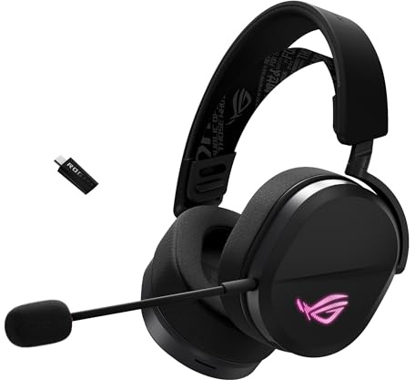 ASUS ROG Pelta kabelloses RGB Gaming Headset (ROG SpeedNova, Bluetooth, 2,4 GHz, USB-C, 50-mm-ROG-Titanmembran-Treibern, 10-mm-Superbreitband-Boom-Mikrofon, 309g leicht, Aura Sync RGB)