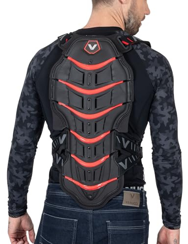 Vanucci VXP-4 Rückenprotektor Motorrad Herren & Damen mit Hoher Luftdurchlässigkeit, Schweißabsorbierender Rückenprotektor Ski, Snowboard, Reiten & MTB, Sehr Leicht, Verstellbar