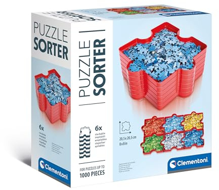 Clementoni Puzzle-Sortierer - 6X stapelbare Sortierhilfe Schalen für Aufbewahrung, Organisation & Transport - Puzzle-Zubehör für Puzzle bis 1000 Teile, 37040
