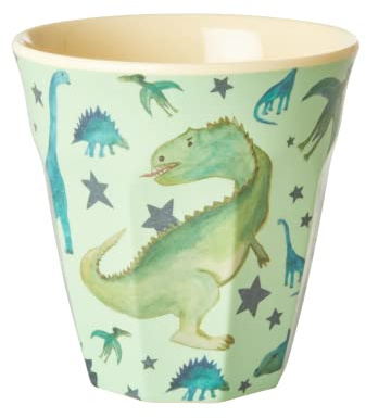 Medium Melamin Becher - Salbeigrün - Dinosaurs Print