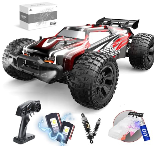 DEERC 9206E RC Ferngesteuertes Auto mit 48 km/h High Speed, 4WD 1:10 CAR Off-Road 2.4GHz Funkfernsteuerung Monstertruck Buggy,2 Akku Lange Laufzeit,Crawler Spielzeug Rennwagen für Kinder Erwachsene