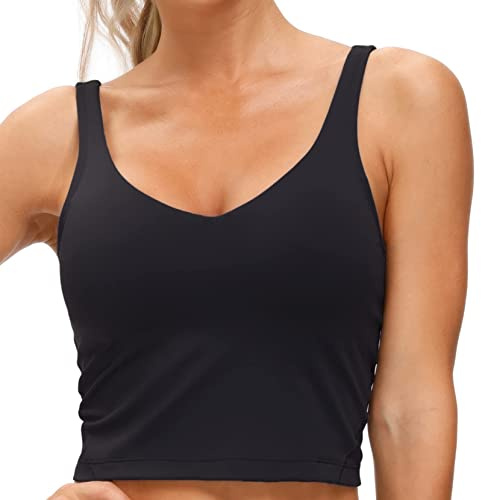 THE GYM PEOPLE Damen Longline Sport BH Ohne Bügel Gepolstert Mittlerer Halt | Herausnehmbare Polster, Hohe Elastizität, Volle Abdeckung U-back， Leichtgewicht, Sporttop Gym Laufen Yoga Alltagskleidung