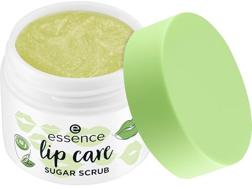 essence lip care SUGAR SCRUB, Lippenpeeling, Nr. 02, Grün, feuchtigkeitsspendend, regenerierend, pflegend, vegan, ohne Konservierungsstoffe, ohne Parabene, ohne Mikroplastikpartikel, 1er Pack (9g)