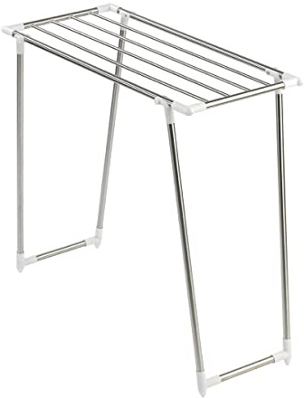 WENKO Wäscheständer 5,5 m Trockenlänge, extra schmaler Wäschetrockner platzsparend für Balkon oder Badewanne, Edelstahl matt, Mod. Profi Single