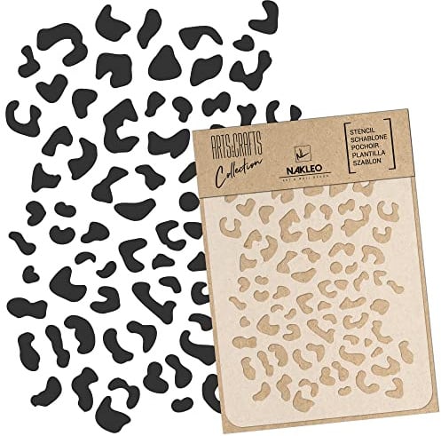 NAKLEO Malschablone für Handwerk A5 15x21cm, Gepard Haut Panther Leopard Muster, Wiederverwendbare Kunststoff DIY & Scrapbooking Zeichenschablone, Decoupage Kunst Vorlage, Wand Stoff Möbel Holz