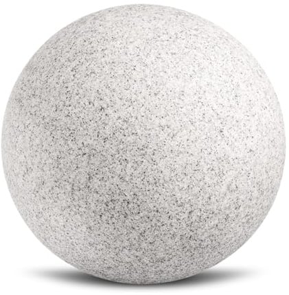 trendlights24 Stone IP65 Kugelleuchte für Garten - 30 cm Kugel Außenleuchte Naturstein Optik - E27 230V - winterfest - Erdspieße - mit LED 9W