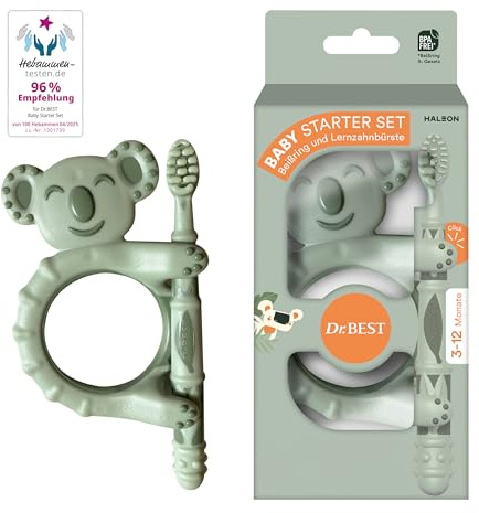 Zahnbürste Kinder - Dr.BEST Baby Starter Set: Beißring und Lernzahnbürste für Babys im Alter von 3 bis 12 Monaten, entwickelt mit Kinderzahnexperten, 1 Stück