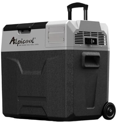 Alpicool Kompressor Kühlbox Auto 50L, 12/24V DC 100-240V AC Tragbare Kompressor-Kühler, geräuscharm, -20℃~20℃, Tragbarer Kühlschrank für Camping, Wohnmobil, Reisen (Batterie nicht enthalten)