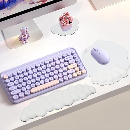 JNEYVIC Handballenauflage Tastatur Wolke 3-In-1 Handgelenkauflage | Handauflage Maus Weiß Ergonomisch Handgelenkstütze Mauspad Armauflage Wrist Rest für PC Gaming Computer Schreibtisch Büro
