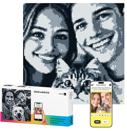 MOZABRICK Set L- Klemmbaustein Mosaik Foto Bausatz, personalisiertes Geschenk, Benutzerdefiniert, Bild Baukasten, Bauset, Pixel Art Kunst Steckbaustein Gemälde