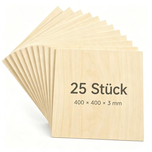 Dofiki 25 Stück 3mm Sperrholz Linde Blätter 400mm x 400mm x 3mm Balsa Sperrholz für Laserschneiden Lasergravur Holz Brennen Bau Modell