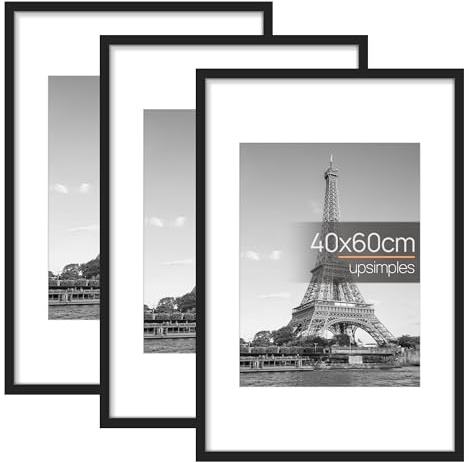 upsimples 3 Pack Bilderrahmen 40x60, Schwarz Rahmen 40x60, Picture Frame für Fotos, Bilder, Poster