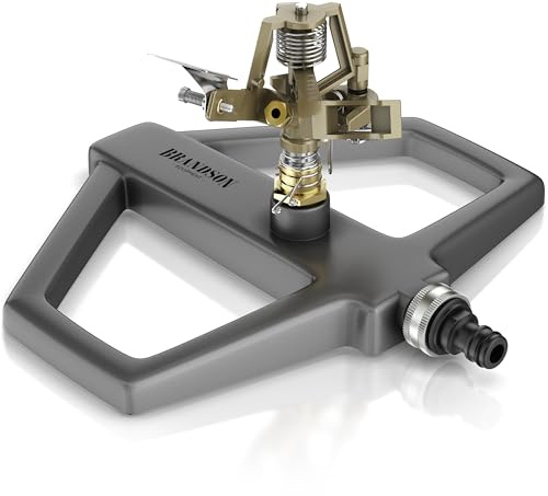 Brandson - Rasensprenger Impulsregner Metall – Intervall Sprinkler – Kreisregner – große Flächen bis 314 m2 – 20 m Reichweite - Bewässerungssystem – Schnellkupplung ¾ Zoll auf ½ Zoll