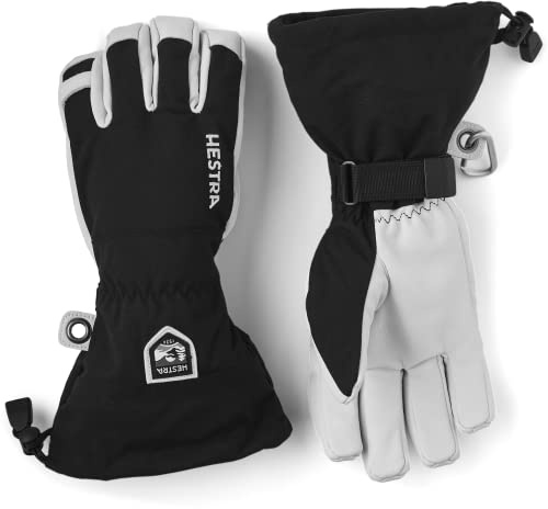 Hestra Heli Ski 5-Finger Handschuhe Skihandschuhe Fingerhandschuhe Damen/Herren - mit Futter, Klettverschluss, Klettverschluss Herbst-Winter Winter - 9 HS schwarz
