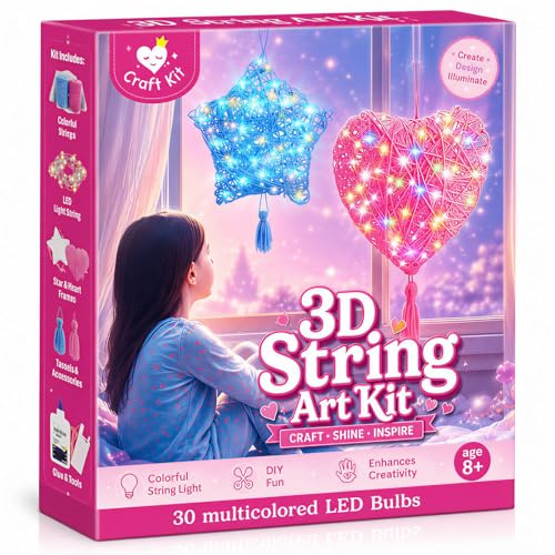 Tesoyzii Basteln Mädchen 8 9 10 11 12 Jahre, 6-12 Jahre 3D String Art Kit Spielzeug ab 7-12 Jahre, Geschenkideen Bastelset für Kinder Geburtstags Geschenk