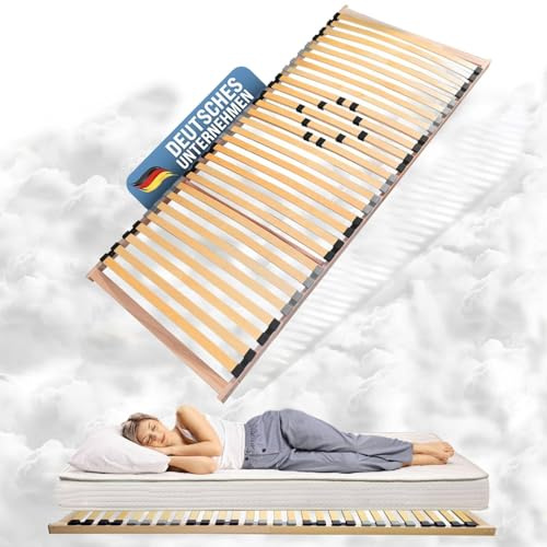Coemo Stabiler 7-Zonen Lattenrost Basic | Lattenrahmen starr 80 x 210 cm | 30 Leisten | Duo-Kappen | Härtegrad-Regulierung 5-Fach einstellbar | Bettrahmen Buche Rahmen | Made in Europe