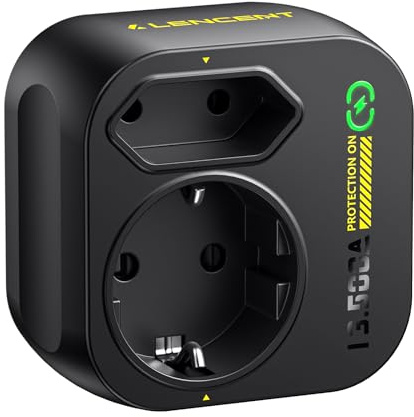 LENCENT Doppelstecker für Steckdose mit Überspannungsschutz 13.500A 2Fach Steckdosenadapter Steckdosenleiste Mehrfachstecker für Steckdose (3600W 16A)