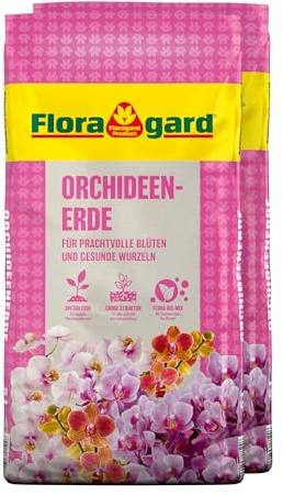 Floragard Orchideenerde 10L (2x5L) - Torffreie Premium Spezialerde für Orchideen mit Pinienrinde & Kokos - Langzeit-Dünger für prächtige Blüten - Phalaenopsis Cymbidium Cattleya