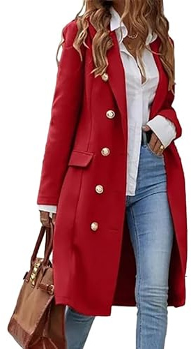 IDEALSANXUN Langer Damenmantel aus Wolle für Herbst und Winter, Trenchcoat, trendige Jacken
