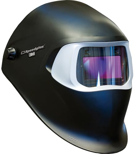 3M Speedglas 100, Schweißmaske, leichter Schweisshelm, Automatik-Abdunklung, Dunkelstufe & Hellstufe einstellbar, Lange Laufzeit mit auswechselbarer Batterie, H751120, schwarz