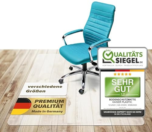Kaiser Bodenschutzmatte transparent 90x120 cm - Schreibtischunterlage durchsichtig - Schreibtischstuhl Unterlage -Schreibtischstuhlunterlage rutschfest - Schutzmatte Bürostuhl - Stuhlunterlage