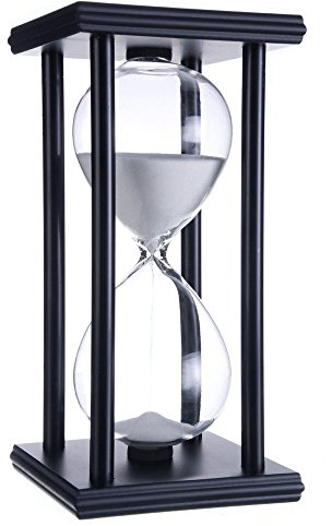 Sanduhr-Timer für 60 Minuten Dekoration für Kinder Zimmer Geburtstag Tee Kaffee Tabelle Bücherregal Schulspiel Ornament Hölzern Rahmen 1 Stunde Sanduhr Uhr Weiß