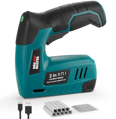NEU MASTER Akku Tacker, 2-in-1 4V Elektrotacker Akku Mit Ladekabel, 1000 Heftklammern &1000 Nägel, Nägler für Bastelarbeiten, DIY und Polsterarbeiten