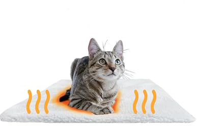 PiuPet® Selbstheizende Katzendecke I 60x45cm I Heizdecke ohne Strom I Katzen Wärmedecke I Heizdecke für Katzen ohne Strom | Katze Zubehör | Selbstwärmende Katzendecke (Weiß)