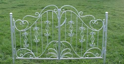 Antik Pforte Gartentür Gartentor Tor Vitoria-GT180R Schmiedeeisen Feuer Verzinkt Zauntür Zauntor Gartenpforte mit Pfostenset 2m breit 200 cm breit Doppelflügeltor