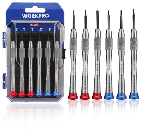 WORKPRO Mini Schraubenzieher Set 6-teilig, Feinmechaniker Schraubendreher | Präzisionsschraubendreher Set mit Magnetspitze, Kleine Schraubenzieher mit Aufbewahrungsbox für Brillen Handy Reparatur