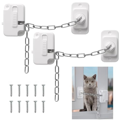 2 Stück Fensterschlösser türkette ohne bohren, Fenstersicherungen Kinder für UPVC, kindersicherung verstellbares Fensterschloss Für Fenster, Türen, Autofenster, Schränke, Schubladen