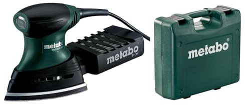metabo Multischleifer FMS 200 Intec - 200 W, 100x147 mm Schleifplatte - Ideal für Ecken, Kanten & Flächen, Softgrip, Staubfangkassette, Absaugung möglich, für präzises Einhand-Schleifen - Inkl. Koffer