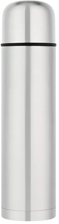 GRÄWE Thermosflasche, Edelstahl Trinkflasche, Thermoskanne, Isolierflasche für unterwegs mit Becher, Auslaufsicher, Spülmaschinengeeignet, Silber, 1 Liter