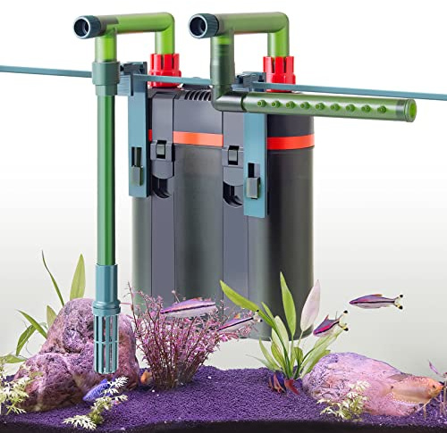 FEDOUR 450L/H Aquarium Außenfilter, 5W Einstellbarer Aquarium Kanisterfilter, Aquarien Außenfilter mit Filtermaterial für 35-120LL Aquarium (600L/H)