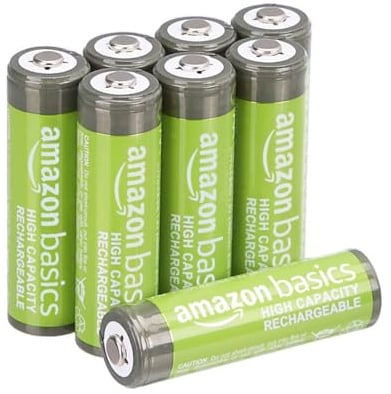 Amazon Basics 8er-Pack wiederaufladbare AA-NiMH-Batterien mit hoher Kapazität, 2400 mAh, 1,2 V, bis zu 400-mal aufladbar, vorgeladen