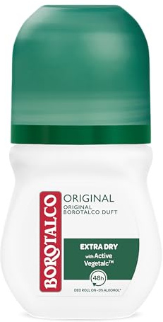 Borotalco Deo Roll-On Original 50 ml - Formel mit VegetalcTM für dreifachen Schutz gegen Schweiß - 0% Alkohol