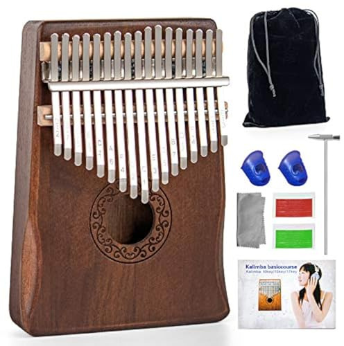 Kalimba Daumenklavier, 17 Tasten, tragbar, einfache Bedienung, Klavier mit eingravierten Notizen, Lernanleitung, bestes Geschenk für Weihnachten, Mbira Hurdy Gurdy für Kinder, Anfänger, Profis