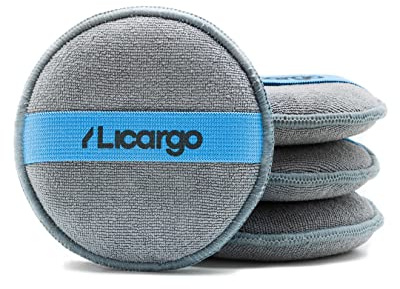 LICARGO® 4X Applikator Pads - Mikrofaser Handpolierschwamm zum gleichmäßigen Auftragen von Politur, Wachs und Pflegemitteln - Polierpads Hand Polierschwamm, Politur Schwamm - 11x2cm