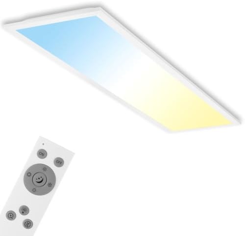 BRILONER - LED Deckenlampe mit Fernbedienung, flach, dimmbar, einstellbar von warmweiß bis kaltweiß, Lampe, Deckenleuchte, Wohnzimmerlampe, LED Panel, Schlafzimmerlampe, 100x25x6 cm, Weiß