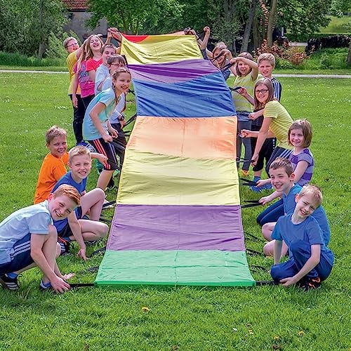 Betzold Langes Schwungtuch - 8 Meter Rechteckig mit 34 Griffen, Bewegungs-Spiele
