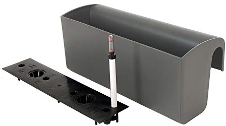 VIVANNO Balkonkasten mit Halterung & Bewässerungssystem, Dunkelgrau 50 cm | Pflanzkasten für Balkongeländer - Wetterfest aus Kunststoff - Anthrazit Grau - Outdoor Geländerkasten mit Wasserspeicher