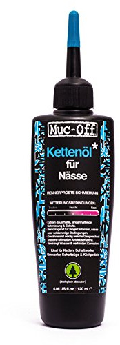 Muc-Off Wet Chain Lube Nass Kettenöl Fahrrad, 120 ml - Biologisch Abbaubares Schmierfett Kettenfett, Kettenspray Fahrrad, Für alle Arten von Fahrrädern - Formuliert für Nasse Wetterbedingungen