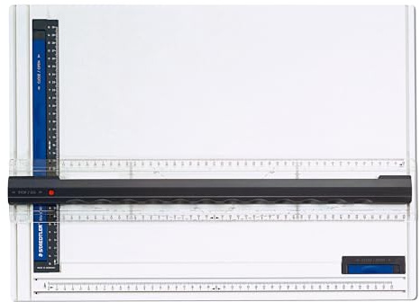 Staedtler Zeichenplatte Mars, DIN A3, hohe Qualität Made in Germany, weiß, aus schlag- und bruchfestem Kunststoff, Parallel-Zeichenschiene, Doppelnutführung, 661 A3